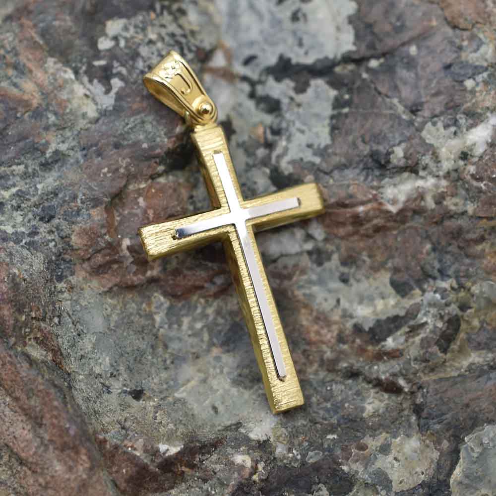 Δίχρωμος Χρυσός Σταυρός Κ14